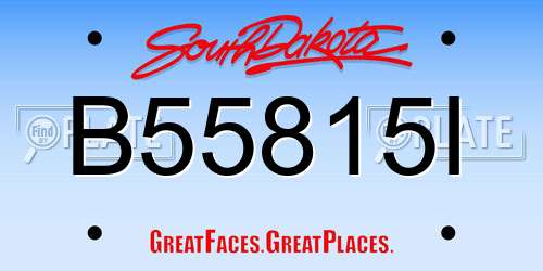 B55815I South Dakota License Plate