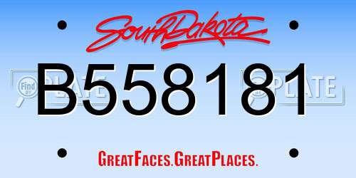 B558181 South Dakota License Plate
