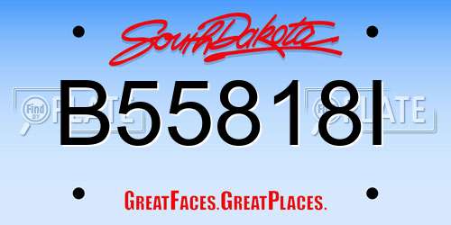 B55818I South Dakota License Plate