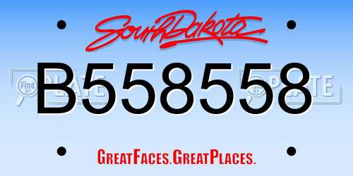 B558558 South Dakota License Plate