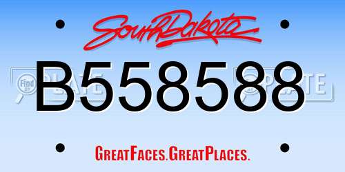 B558588 South Dakota License Plate