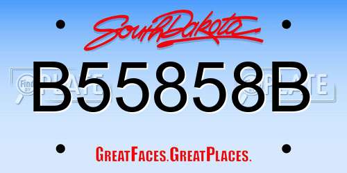 B55858B South Dakota License Plate