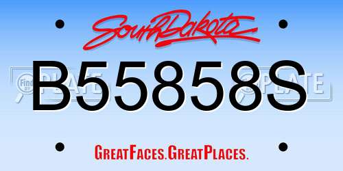 B55858S South Dakota License Plate