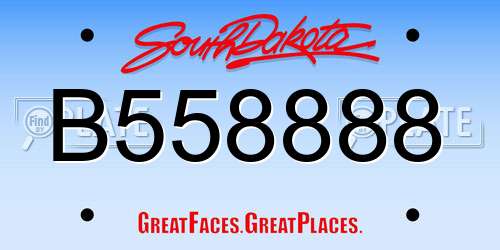 B558888 South Dakota License Plate