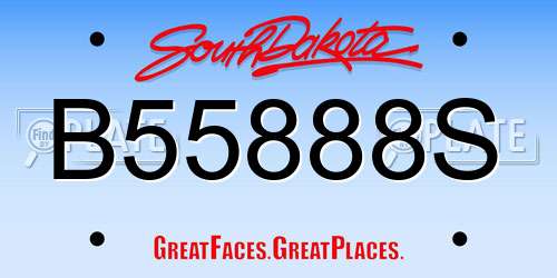 B55888S South Dakota License Plate