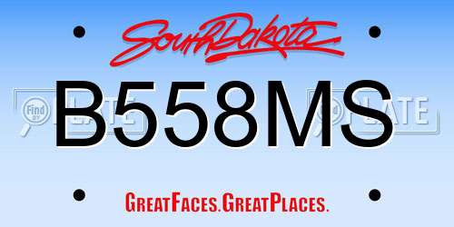 B558MS South Dakota License Plate