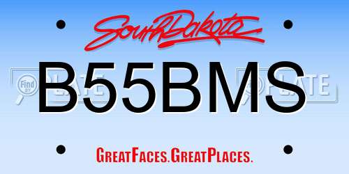 B55BMS South Dakota License Plate