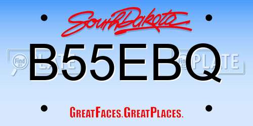 B55EBQ South Dakota License Plate