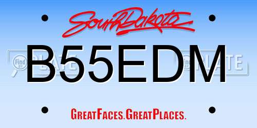B55EDM South Dakota License Plate