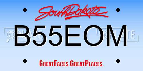 B55EOM South Dakota License Plate