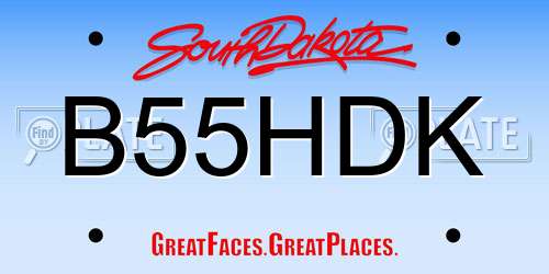 B55HDK South Dakota License Plate