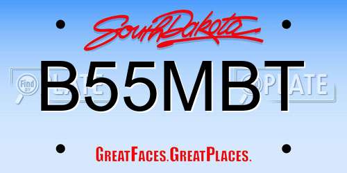 B55MBT South Dakota License Plate
