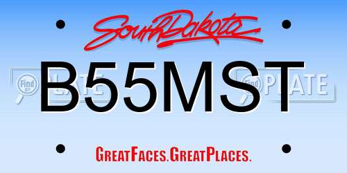 B55MST South Dakota License Plate