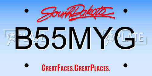 B55MYG South Dakota License Plate