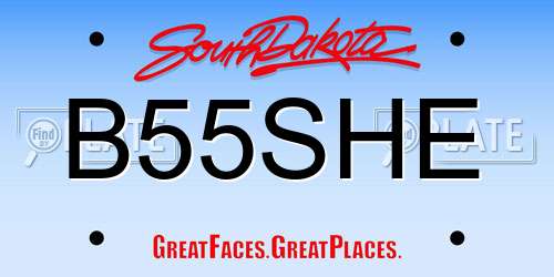 B55SHE South Dakota License Plate