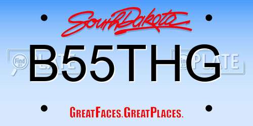 B55THG South Dakota License Plate