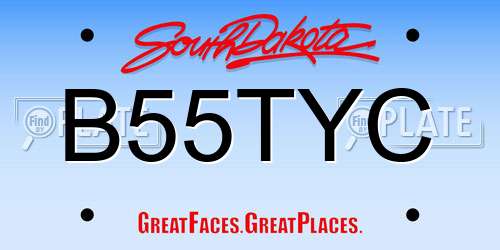 B55TYC South Dakota License Plate