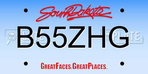B55ZHG South Dakota License Plate