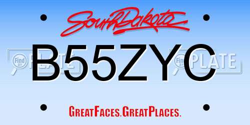 B55ZYC South Dakota License Plate