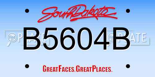B5604B South Dakota License Plate