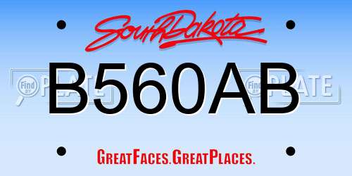 B560AB South Dakota License Plate