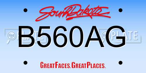B560AG South Dakota License Plate