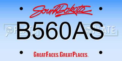 B560AS South Dakota License Plate