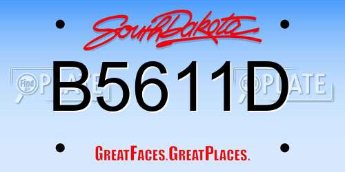B5611D South Dakota License Plate