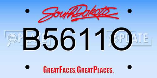 B5611O South Dakota License Plate