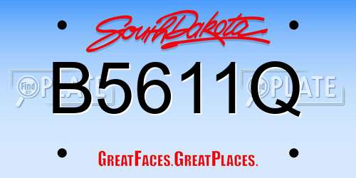 B5611Q South Dakota License Plate