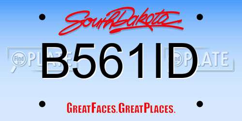B561ID South Dakota License Plate
