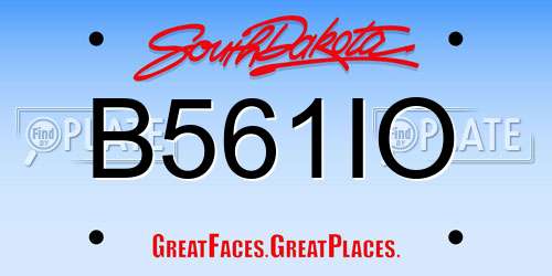 B561IO South Dakota License Plate