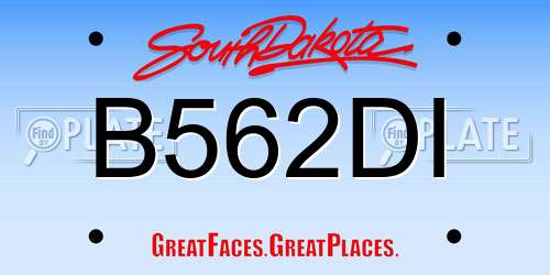 B562DI South Dakota License Plate