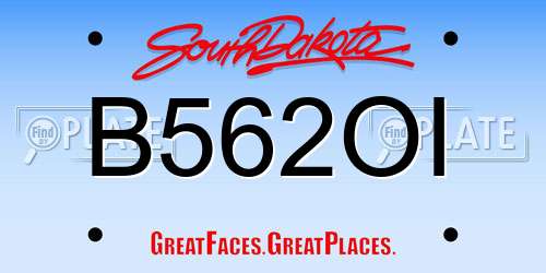 B562OI South Dakota License Plate