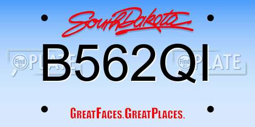 B562QI South Dakota License Plate