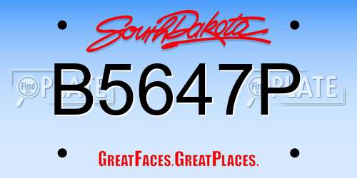 B5647P South Dakota License Plate