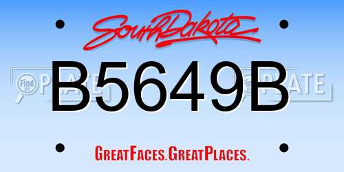 B5649B South Dakota License Plate