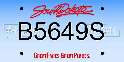B5649S South Dakota License Plate