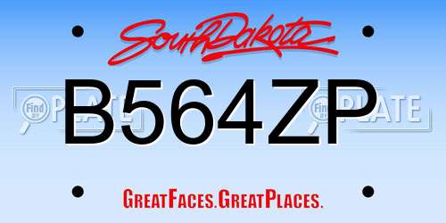 B564ZP South Dakota License Plate