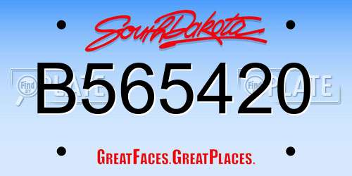 B565420 South Dakota License Plate