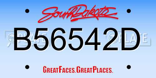 B56542D South Dakota License Plate