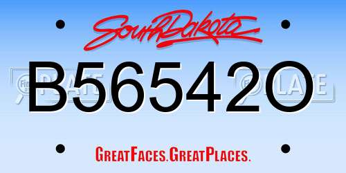 B56542O South Dakota License Plate
