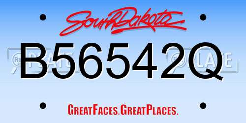 B56542Q South Dakota License Plate
