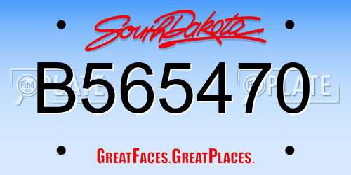 B565470 South Dakota License Plate