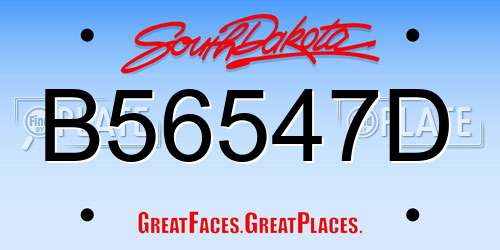 B56547D South Dakota License Plate