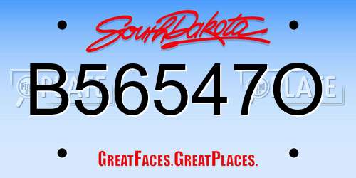 B56547O South Dakota License Plate