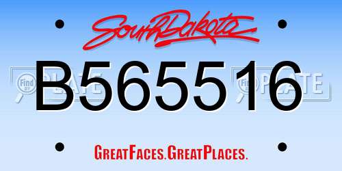 B565516 South Dakota License Plate