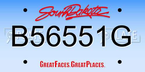 B56551G South Dakota License Plate