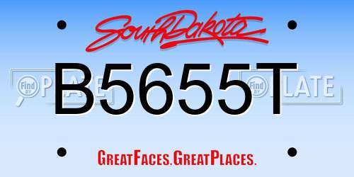 B5655T South Dakota License Plate