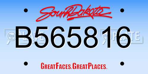 B565816 South Dakota License Plate